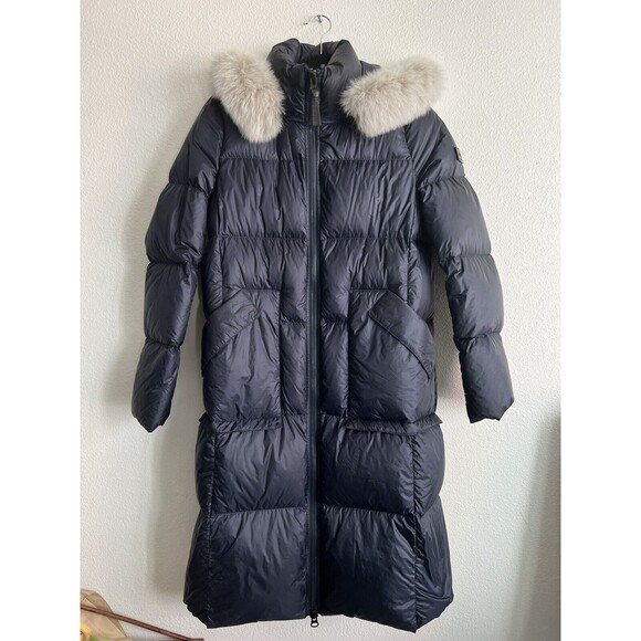 $795 DEREK LAM 10 CROSBY Down Pillow Puffer Long Coat Genuine Fox Fur Hood Sz S